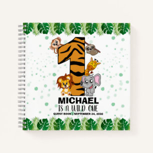 Wild One Safari Jungle First Birthday Gästebuch Notizbuch