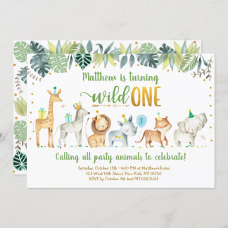 Wild One Safari Jungle Geburtstag Einladung