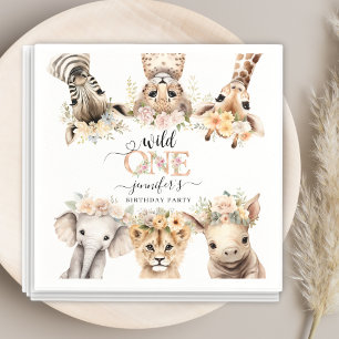 Wild One Safari Jungle Girl 1. Geburtstag Napkins Serviette