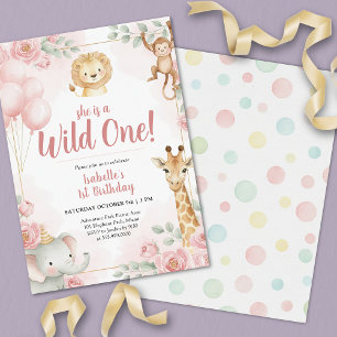 Wild One Safari Jungle Girl Geburtstagsparty Einladung