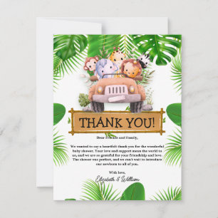 Wild One Safari JUNGLE Tiere Geburtstag Dankeskarte