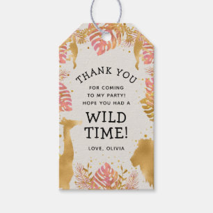 Wild One Safari Mädchen Geburtstag Pink Gold Ecru Geschenkanhänger