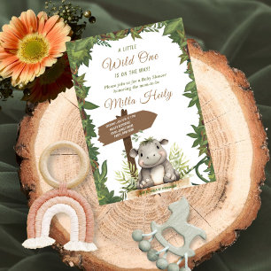 Wild One Safari Niedlich Baby Hippopotamus Baby Du Einladung