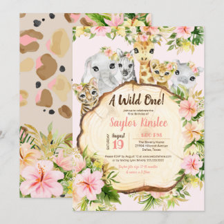 Wild One Safari Niedlicher Tiere Girl Einladung