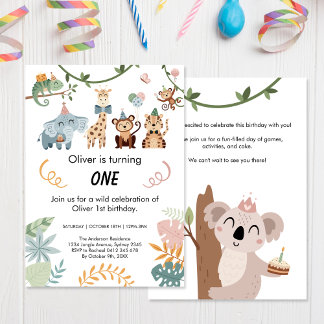 Wild One, Safari Party Tiere Geburtstag Einladung