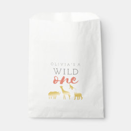 Wild One Safari Pink und Gold 1. Geburtstag Geschenktütchen