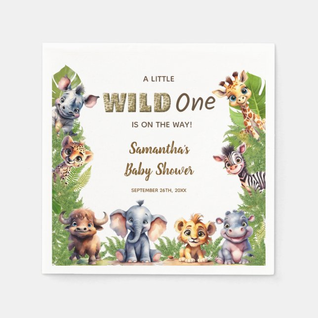 Wild One Safari Thema Kinderdusche Serviette (Vorderseite)