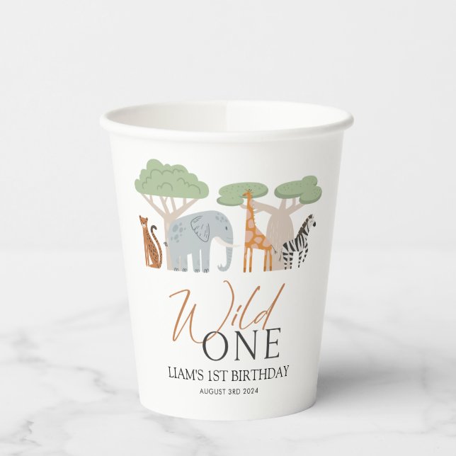 Wild One Safari Theme Party Cups Pappbecher (Links)