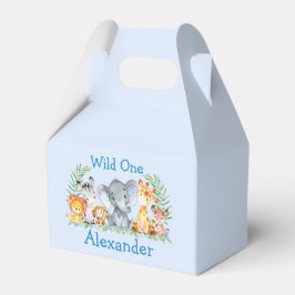 Wild One Safari Tiere 1. Geburtstag Blue Geschenkschachtel