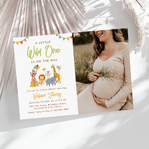 Wild One Safari-Tiere Baby Shower Foto Einladung
