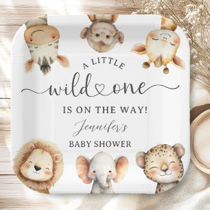 Wild One Safari-Tiere Baby Shower Pappteller