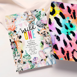 Wild ONE' Safari Tiere Cool 1. Geburtstag Einladung