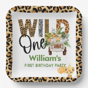 Wild One Safari-Tiere erster Geburtstag Junge Pappteller