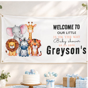 Wild One Safari-Tiere Junge Baby-Party Banner