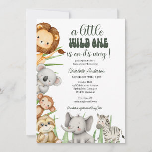 Wild-One-Safari-Tiere-Junge-Baby-Party Einladung