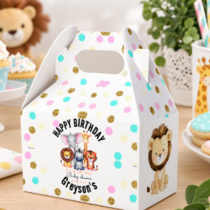 Wild One Safari-Tiere Junge Baby-Party Geschenkschachtel