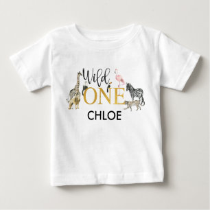 Wild-One-Safari-Tiere zum ersten Geburtstag Baby T-shirt