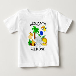 Wild-One-Safari-Tiere zum ersten Geburtstag Baby T-shirt