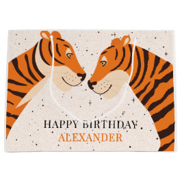 Wild One Safari Tiger Happy Birthday Große Geschenktüte