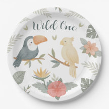 Wild One Safari Tropical Geburtstag Papier Teller