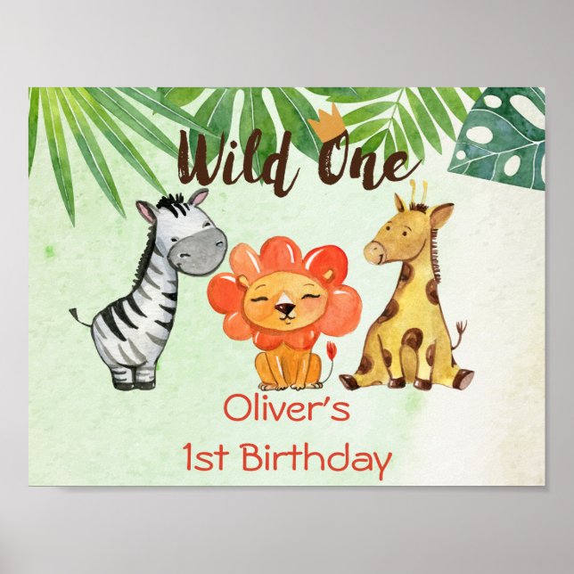 Wild One, Safari zum ersten Geburtstag Poster (Vorne)