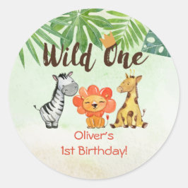 Wild One, Safari zum ersten Geburtstag Runder Aufkleber