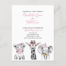 Wild One Schwarz-weiß Pink Girl's Birthday Party