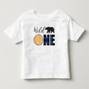 Wild One Schwarzer Bär Blau Kariert 1. Geburtstag Kleinkind T-shirt