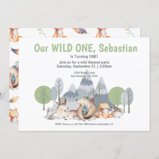 Wild One Süße Tier als Geburtstag Einladung