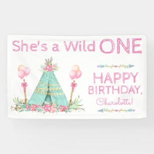 Wild One TeePee 1. Geburtstag Geburtstagsbanner Banner