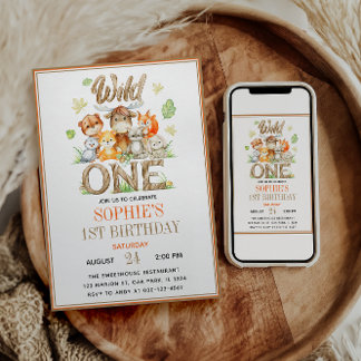 Wild One Tiergeburtstagsfeier | Safari Dschungel Einladung