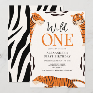 Wild One Tiger 1. Geburtstag Party Einladung