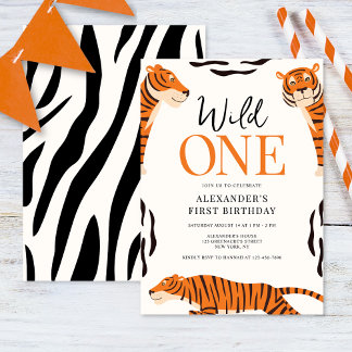 Wild One Tiger 1. Geburtstag Party Einladung
