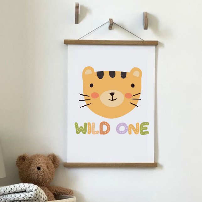 Wild One Tiger Baby Kinderzimmer Wandteppich Mit Holzrahmen (Von Creator hochgeladen)
