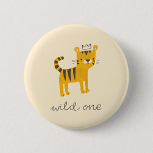 Wild One Tiger Cat Button