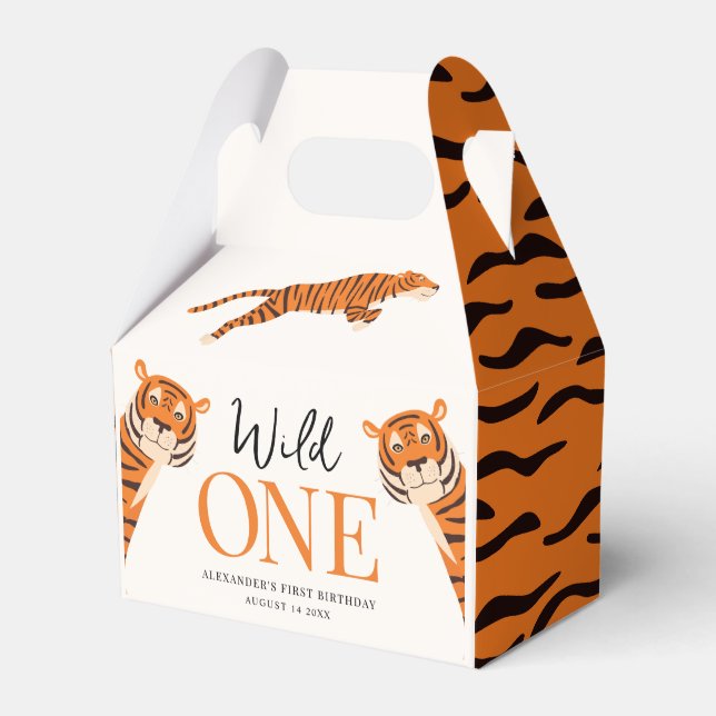 Wild One Tiger Children's Birthday Favor Box Geschenkschachtel (Vorderseite)