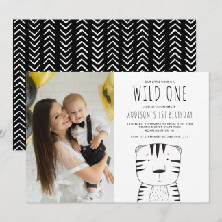 Wild One Tiger Custom Foto zum ersten Geburtstag Einladung