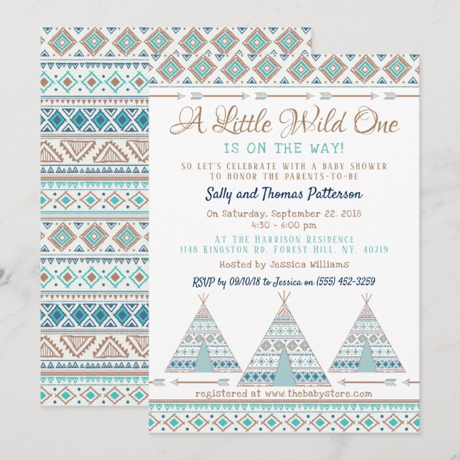 "Wild One" Tribal Baby Dusche Einladung (Vorne/Hinten)