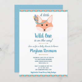 Wild One Tribal Boho Aztec Blue Boy Baby Shower Einladung