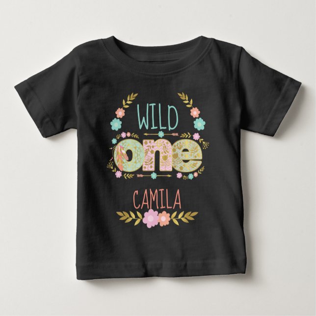 Wild One Tribal | Boho Birthday Girl Baby T-shirt (Vorderseite)