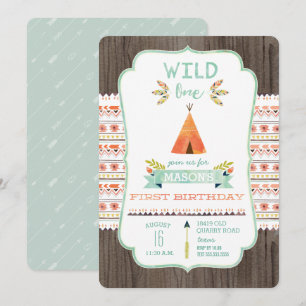 Wild One Tribal Boy Geburtstagsparty Einladungen