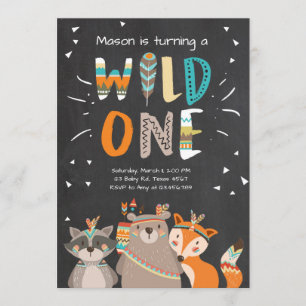 Wild One Tribal Einladung zum ersten Geburtstag in