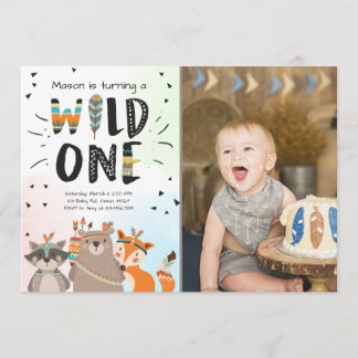 Wild One Tribal Einladung zum ersten Geburtstag in