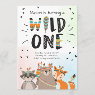 Wild One Tribal Einladung zum ersten Geburtstag in