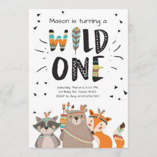 Wild One Tribal Einladung zum ersten Geburtstag in