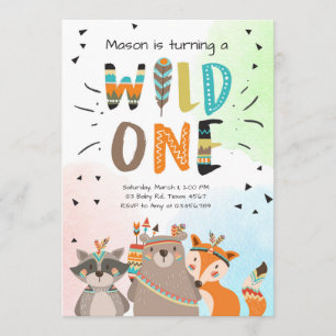 Wild One Tribal Einladung zum ersten Geburtstag in