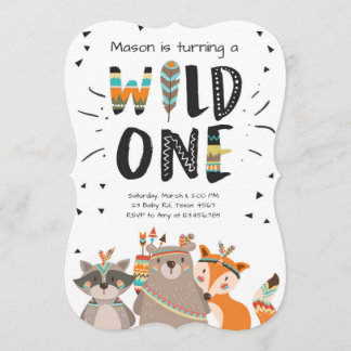 Wild One Tribal Einladung zum ersten Geburtstag in