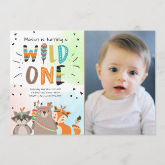 Wild One Tribal Einladung zum ersten Geburtstag in