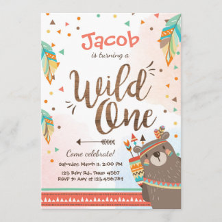 Wild One Tribal Erster Geburtstag Einladung Woodla
