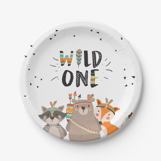 Wild One Tribal Woodland Geburtstagspapier-Teller Pappteller (Vorderseite)